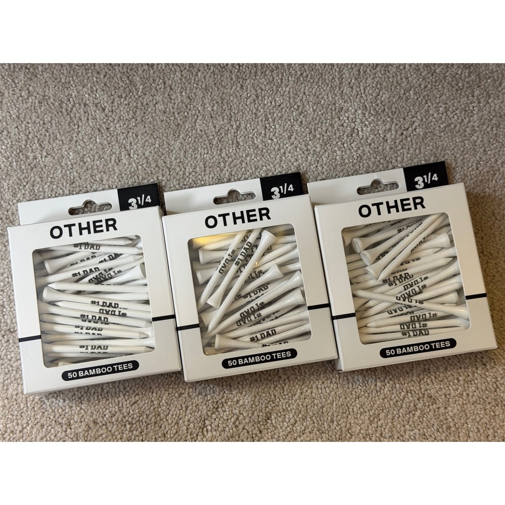 3 pack #1 Best Dad Bamboo Golf Tees 3 1/4" White 150 ct. Gift Golfer Golf Father